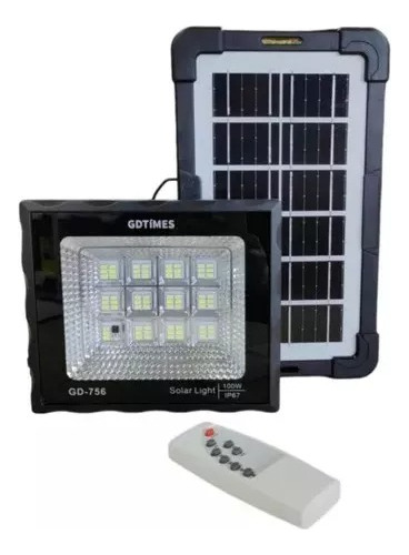 Kit Lampara Exterior Reflector Solar Con Panel Control 100w