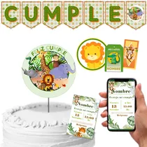Comprar Kit Imprimible Cumple + Candy Editable Animales De La Selva