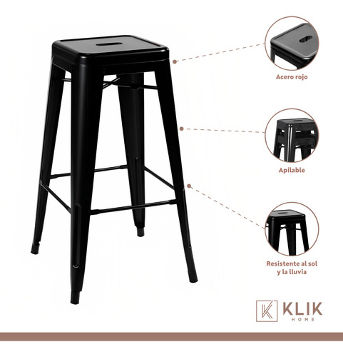 Pack De 4 Pisos Taburetes Tolix Altos - Negro