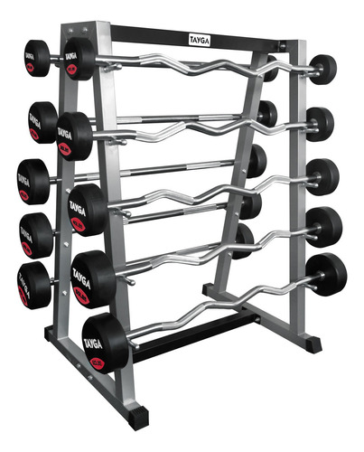 Rack Con 10 Barras Con Peso Integrado Gym Crossfit 20-60 Lbs Color Cromado