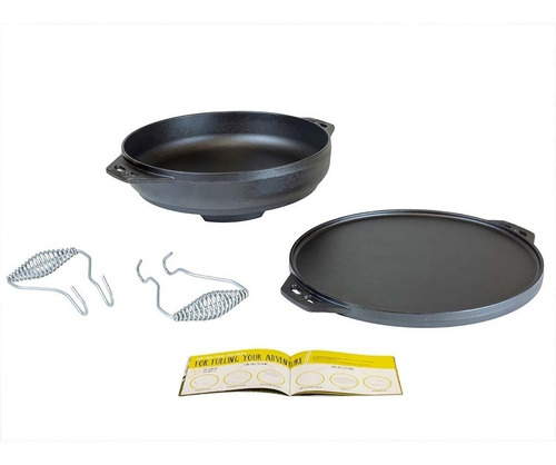 Juego Parrilla/plancha/wok Hierro Fundido 35cm 6l. Lodge Color Negro