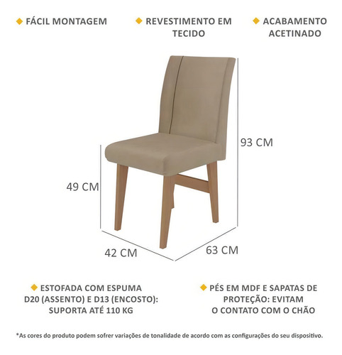 Conjunto 2 Cadeiras De Jantar Tokio Multimóveis Mad/mascavo