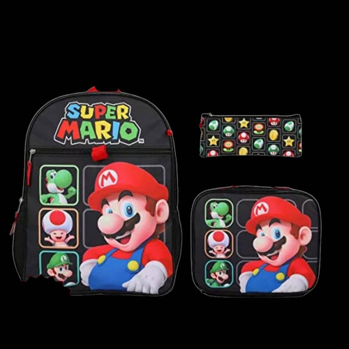 Combo Morral Escolar Super Mario Bross