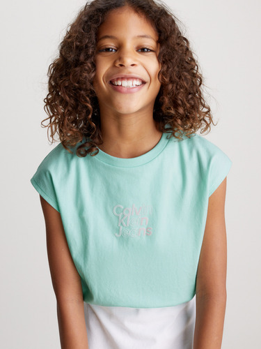 Polera Niña Gradient Flock Verde Calvin Klein