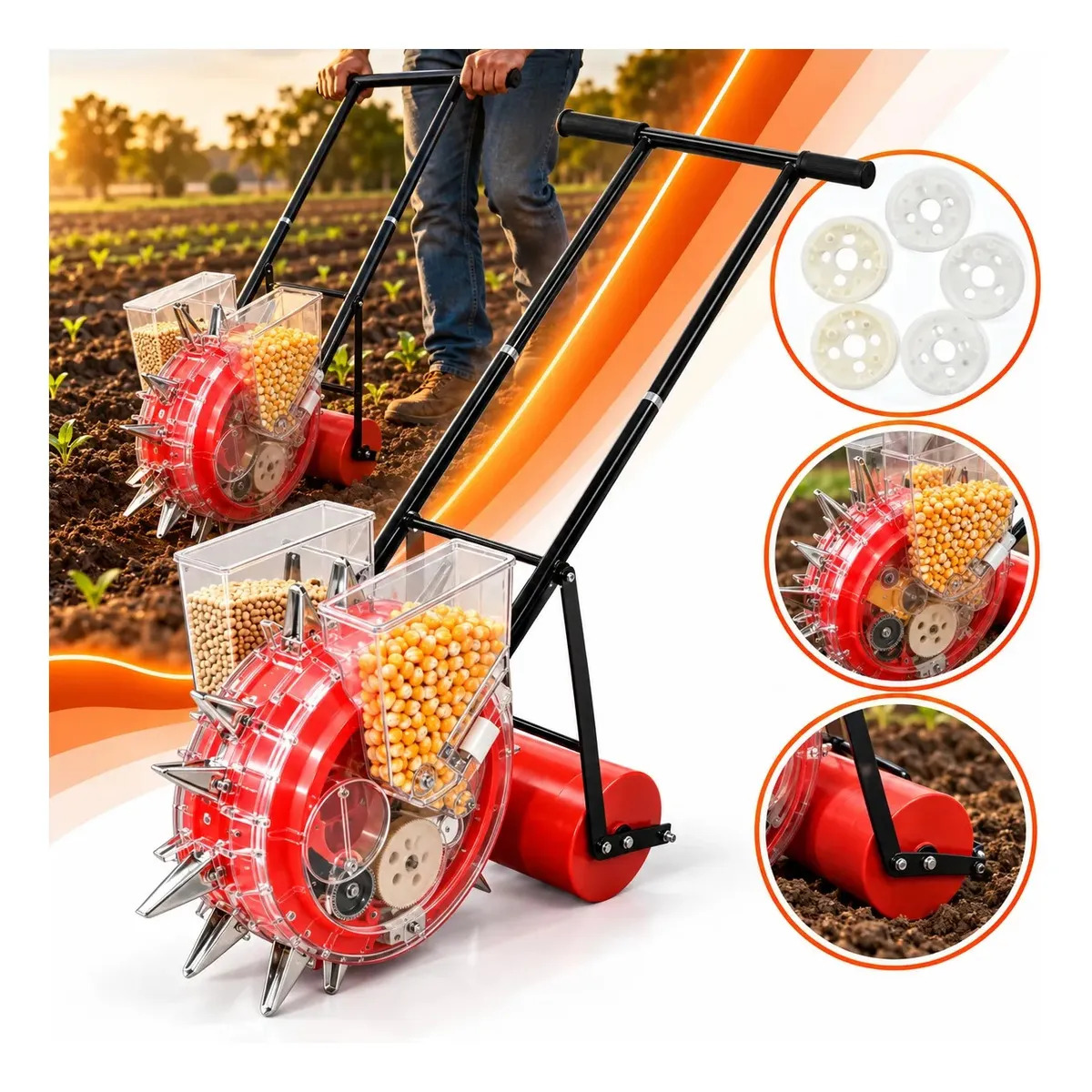 Plantadeira de Sementes Adubadeira Agrícola 3kg 14 Bicos Ajustáveis Motocultivador