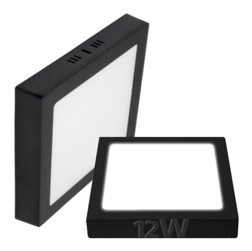 Plafon Led Cuadrado Aplicar 12w Panel Borde Negro Exterior