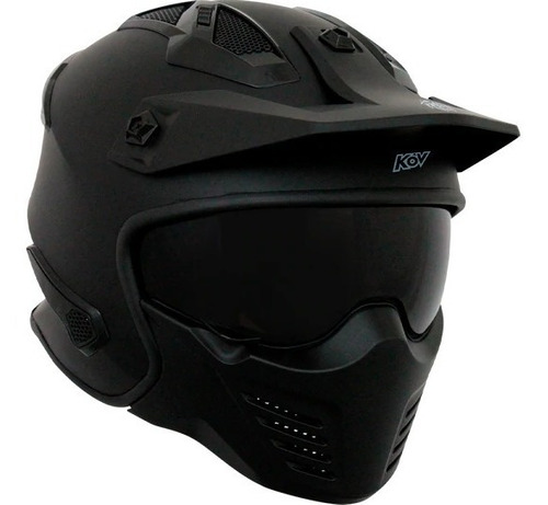 Casco Para Moto Negro Chopper Rocko Kov Retro Certificado Ns Tamaño del casco S