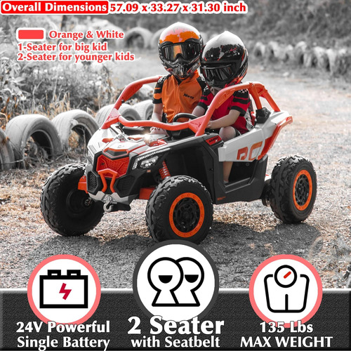 Sopbost Brp Can-am Maverick X3 24 V Utv Para Niños De 2 Plaz