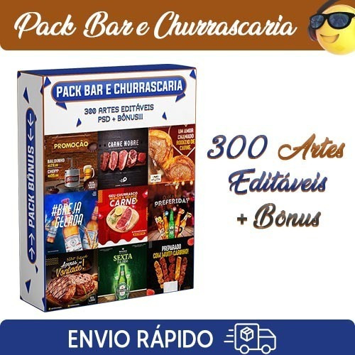 Pack Bar E Churrascaria 300 Artes Editáveis - Photoshop