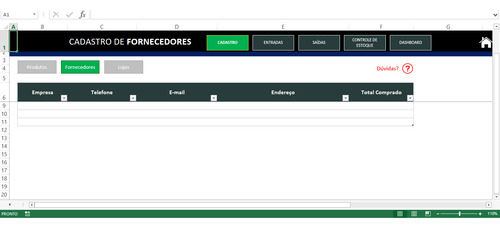 Planilha Controle De Estoque Vendas Entradas Saídas Excel