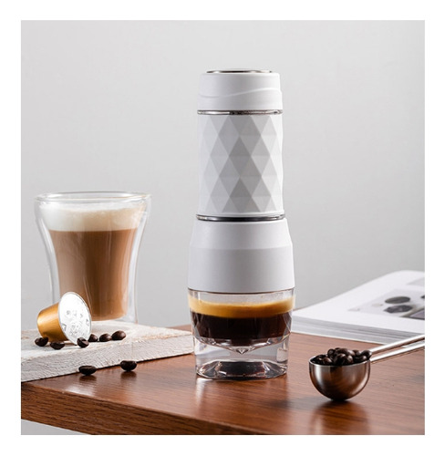 Blanco Máquina Espresso Cafetera Portátil Cápsula Y Café 1p