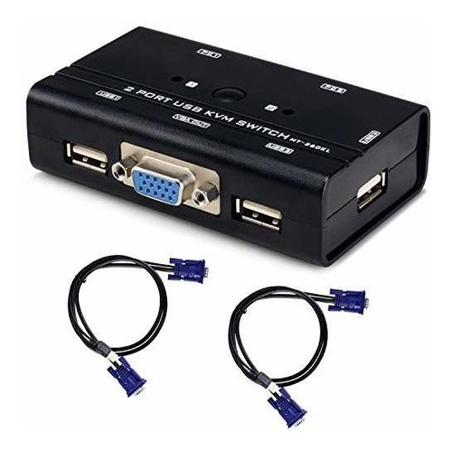 Conmutador Usb Vga Kvm Con Cables, Conmutador Selector De 2 