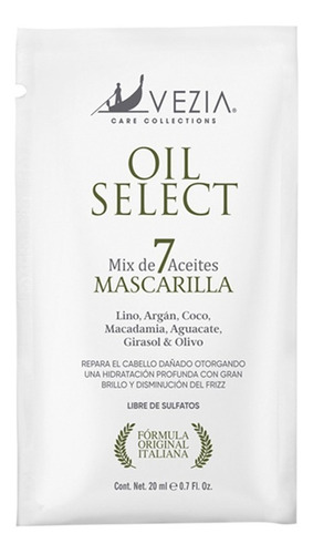 Mascarilla Para Cabello 7 Aceites Oil Select Vezia 20ml