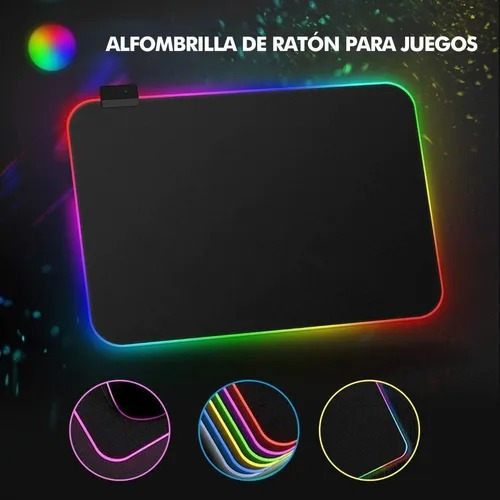 Imagen 2 de 7 de Rgb Mouse Pad Gamer Con Luz Led 30x25cm