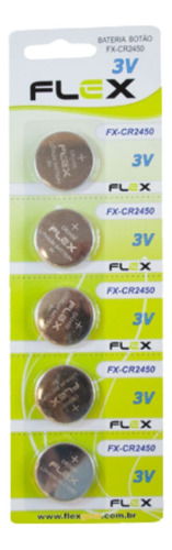 1 Cartela Bateria Botão Flex Cr2450 3v Contém 5 Unidades