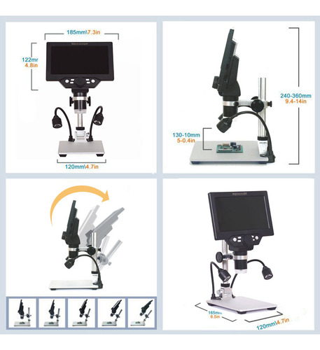 Microscopio Digital G1200, Pantalla Grande A Color De 7 PuLG