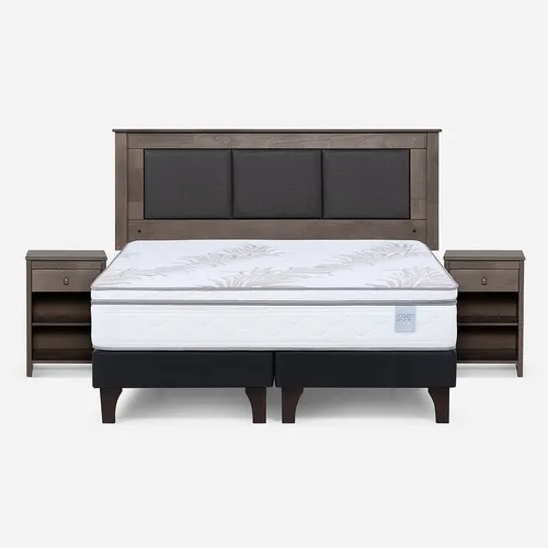 comprar Cama Europea Neo Plus 2 Plazas + Respaldo + Velador Ferrara
