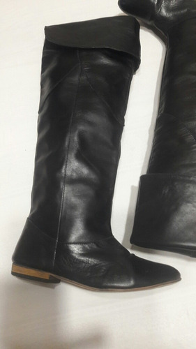 Botas Bucaneras De Cuero Negro 39