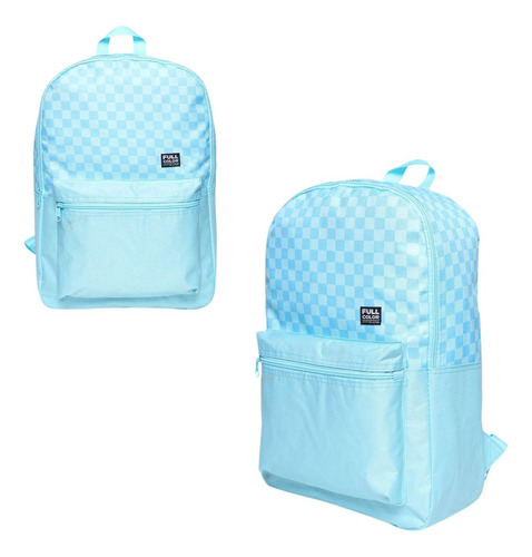 Mochila De Costas Feminina Masculina Bolsa Resistente Escola Cor Azul Desenho Do Tecido Quadriculada