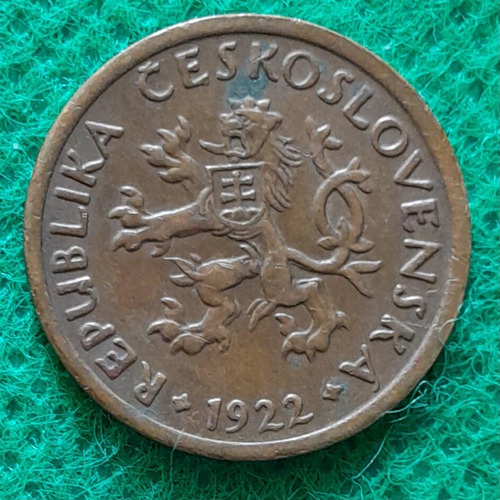 Moneda De 10 Hellers, Checoslovaquia, 1922. 