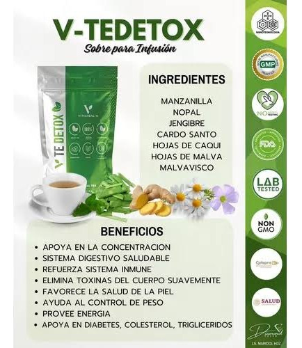 V-detox Vitalhealt 2 Paquetes De 8 Gramos Cada Uno