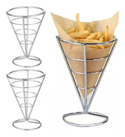 3pcs Cono Para Patatas Fritas Y Aperitivos Acero Inoxidable