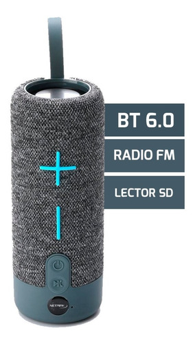 Imagen 1 de 10 de Parlante Bluetooth Portatil Gris Radio Micro Sd Manos Libres