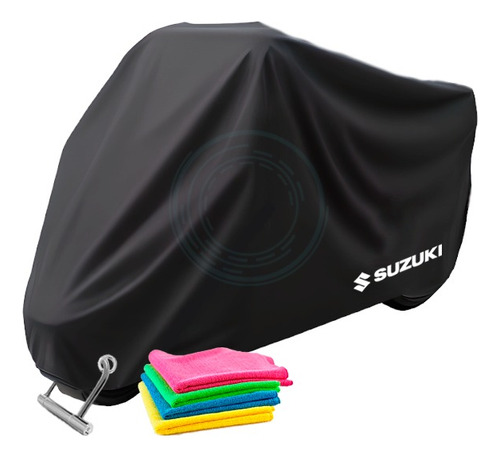 Funda Cubre Moto Suzuki 150cc + 4 Paños De Microfibra 30x30