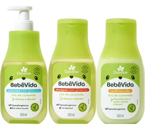  Shampoo + Condicionador + Sabonete Cha De Camomila Bebe Vida