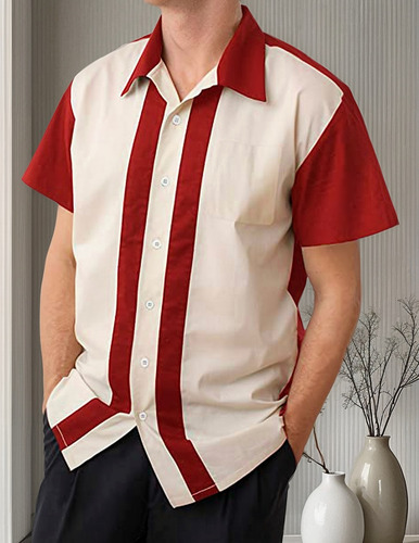 Camisa De Boliche Três Cores - Camisa Estilo Americana