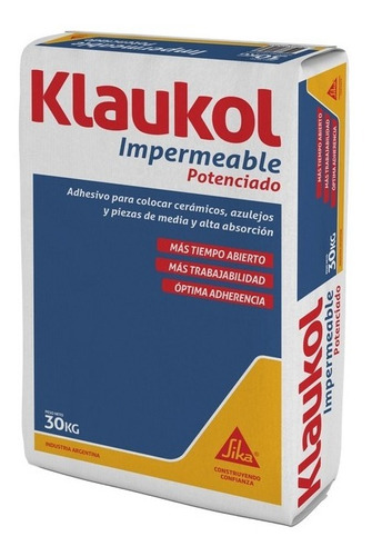 Pegamento Adhesivo Impermeable Potenciado 30 Kg Klaukol Sika