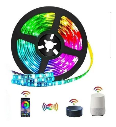 Tira Led Smart 5 Mts Luces Multicolor App Alexa Google Wifi