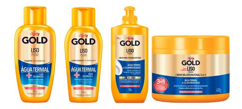 Kit Niely Gold Liso Pleno Shampoo+cond+cr Pentear+masc