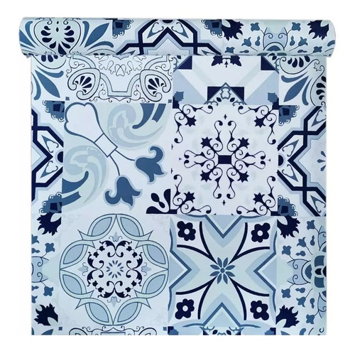 Imagen 5 de 8 de Papel Tapiz Tipo Talavera Artesanal Con Adhesivo 10 M