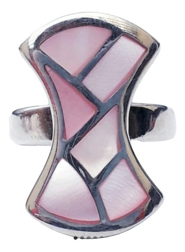 Anillo Plata 925 Nacar Rosa Rectangular Covexo Anp574