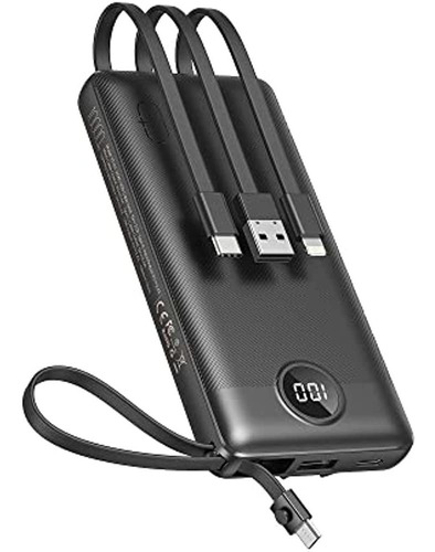 Power Bank Con Cables Integrados, Cargador Portátil Ultradel