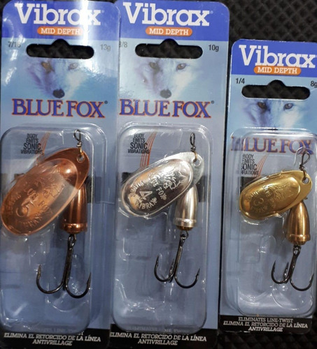 Combo 3 Cucharas Blue Fox Vibrax Nro 3, 4 Y 5 Para Truchas