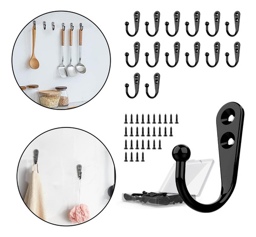 15 Ganchos De Pared Para Ropa Con Tornillos Para Colgar