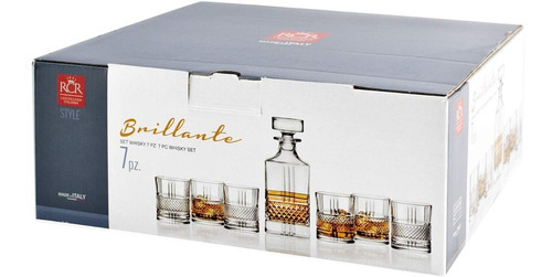 Set 7 Piezas, Licorera Y 6 Vasos Whisky Brillante