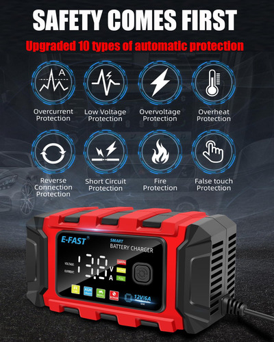 Cargador Batería 6a/12v Lifepo4 Plomo Ácido Automóvil Goteo