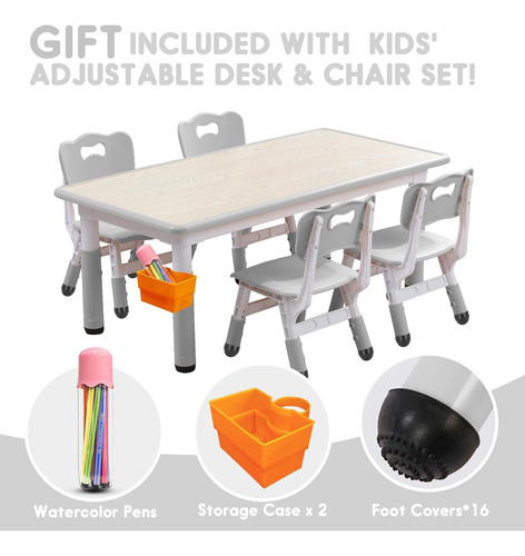 Juego De Mesa Y Sillas De Graffiti Para Niños Jiaoqiu Gris-2