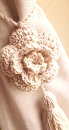 Borla Sujeta Cortinas Flor A Crochet Personalizable