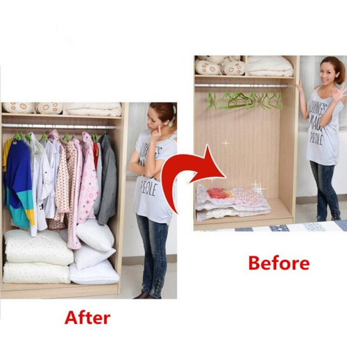 Imagen 5 de 9 de Bolsa Al Vacío P/ Guardar Ropa Set X3 Tamaño L 70 X 100 Cm
