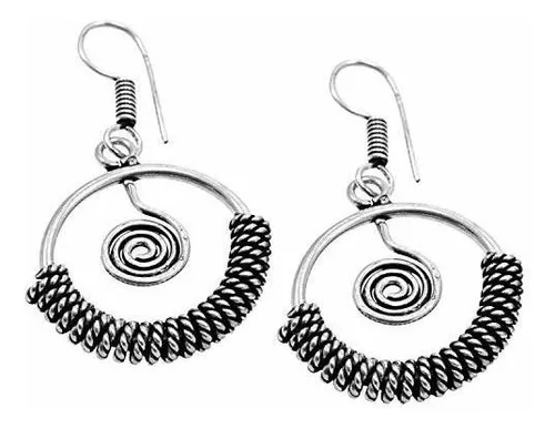 Aros Colgantes De Plata 925 Hechos A Mano En India, 5.1 Cm