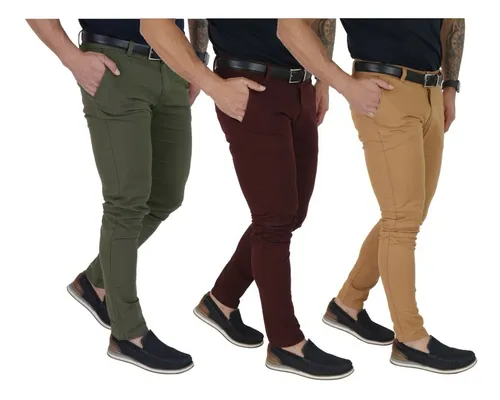 Kit Com 3 Cal a Sarja Masculina Alfaiataria Skinny Slim Fit