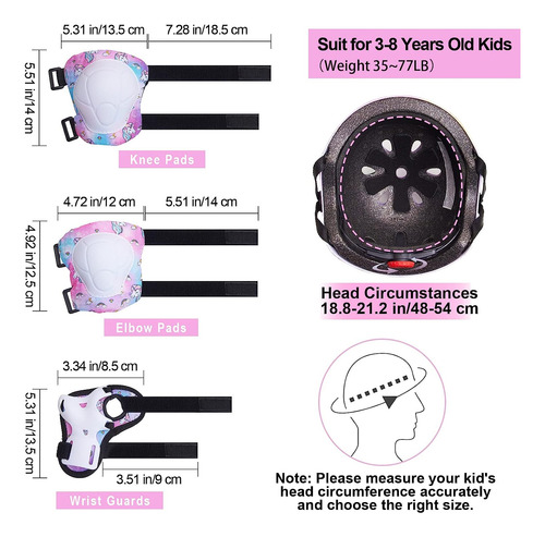 Casco Niños, Rodilleras Y Coderas De Unicornio, Protec...