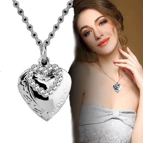 Collar Portafoto Corazón Fotos Locket Dama | Cuotas sin interés