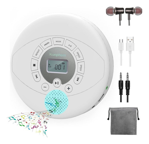 Kuephom Portable Rechargeable Cd Player With Speaker
