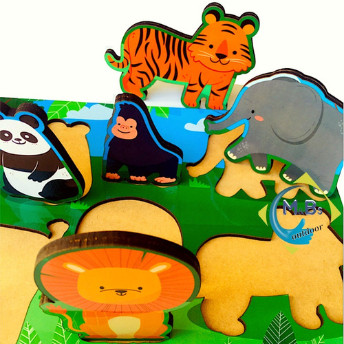 Imagen 2 de 6 de Encastre 6 Piezas Madera Gruesa Juego Didactico Bebes Niños