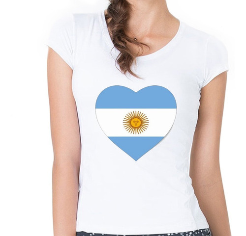 Remera Argentina Corazón Huella Mujer